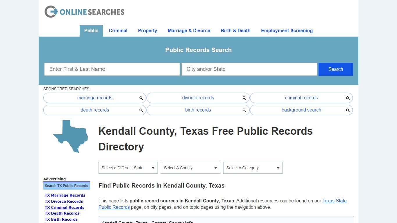 Kendall County, Texas Public Records Directory
